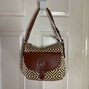 Spartina 449 Daufuskie Island natural linen and leather shoulder bag